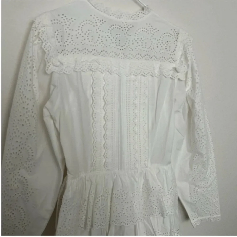 Ulla Johnson Aster Long Sleeve Tiered Ruffle Mini Dress White - Picture 6 of 12